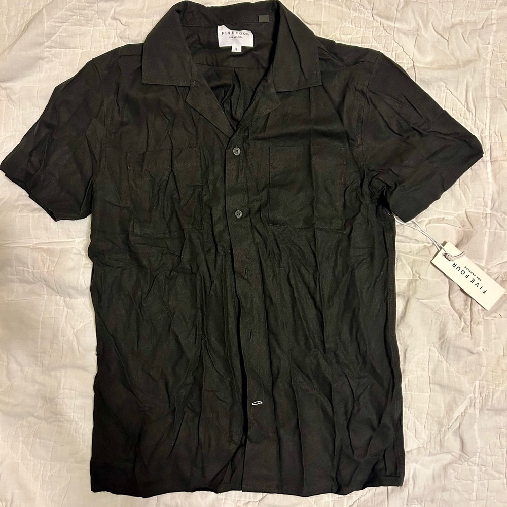 (3) Five Four shirts with tags. Two long-sleeve, one short-sleeve button up.